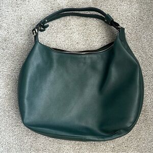 Valextra large green leather hobo bag - dual sides with interior pockets
